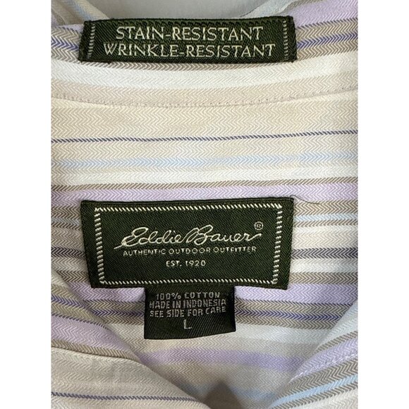 Eddie Bauer Stain-Resistant Wrinkle-Resistant Striped Button-Up Long Sleeve Shir - Picture 4 of 6